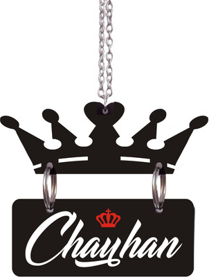 Chanda Creations 3D Acrylic Car Hanging CHAUHAN with Crown Both Side Car Hanging Ornament(Pack of 1)