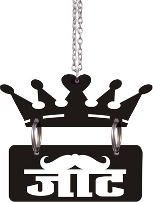 Chanda Creations 3D Acrylic Car Hanging Jaat Mustache with Crown Both Side Car Hanging Ornament(Pack of 1)