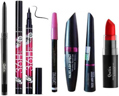 Qutix 3in1 Kajal, Mascara ,Eyeliner + Makeup Beauty Smudge Proof Long lasting Liquid eyeliner + Matte Lip Color Red Lipstick(6 Items in the set) Qutix 3in1 Kajal, Mascara ,Eyeliner + Makeup Beauty Smudge Proof Long lasting Liquid eyeliner + Matte Lip Color Red Lipstick(6 Items in the set)