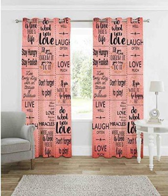 AAI 154 cm (5 ft) Polyester Room Darkening Window Curtain (Pack Of 2)(Printed, Pink)