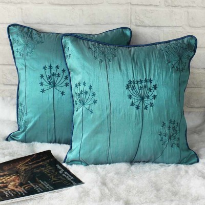 Dekor World Embroidered Cushions & Pillows Cover(Pack of 2, 30 cm*30 cm, Blue)