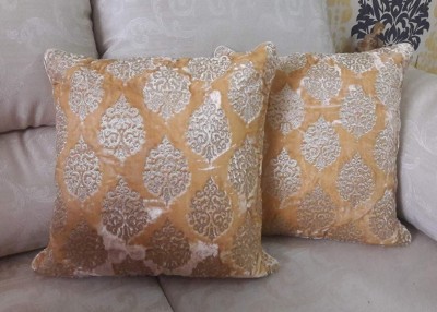 GFM Abstract Cushions & Pillows Cover(Pack of 2, 60 cm*60 cm, Beige, Peach, Gold)