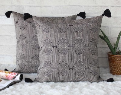 Dekor World Geometric Cushions & Pillows Cover(Pack of 2, 30 cm*30 cm, Black)