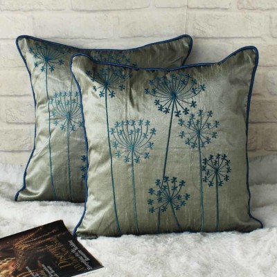 Dekor World Embroidered Cushions & Pillows Cover(Pack of 2, 40 cm*40 cm, Light Blue)