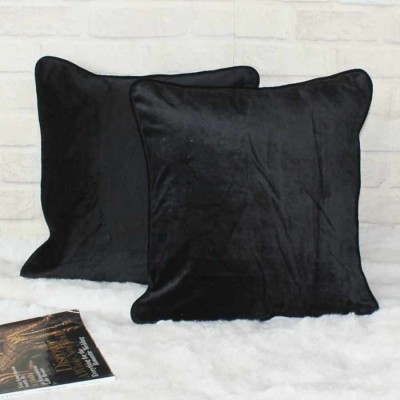 Dekor World Plain Cushions & Pillows Cover(Pack of 2, 50 cm*50 cm, Black)