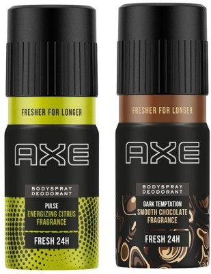 AXE DARK TEMPTATION AND PULSE DEODORANT COMBO Deodorant Spray  -  For Men & Women(150 ml, Pack of 2)
