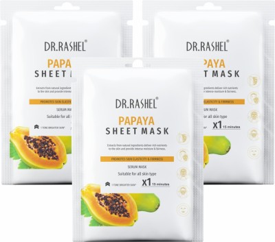 Dr. Rashel PAPAYA SHEET MASK THAT PROMOTES SKIN ELASTICITY & FIRMNESS (Pack of 3)- 20gX3(60 ml)