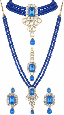 White pearl Alloy Gold-plated Blue Jewellery Set(Pack of 1)