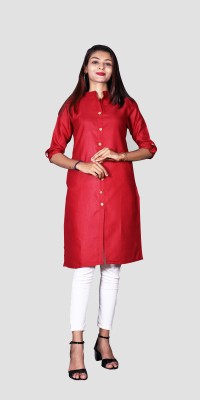 Riyu Fashion Women Solid Straight Kurta(Maroon)