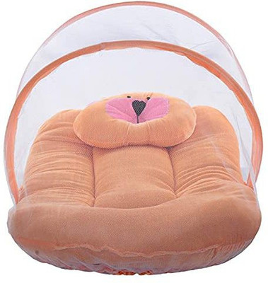 Kiwon Nylon Infants Washable Soft and Comfortable New Born Baby Bedding Set with Protective Mosquito Net and Pillow (0-6 Months) Mosquito Net(Camel, Tent)