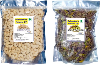 Debankan's Natural DF combo of Pista Kernels Without Shell & Whole Kaju Nuts (250g Each) Pistachios, Cashews Cashews, Pistachios(2 x 250 g)