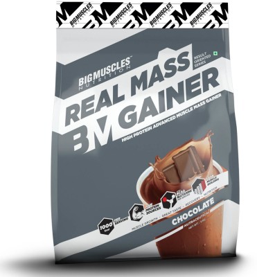 BIGMUSCLES NUTRITION Real Mass Gainer 5Kg Weight Gainers/Mass Gainers(5 kg, Malt Chocolate)