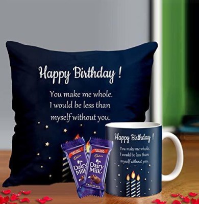 Sublikraft Thread Happy Birthday Combo Assorted Cushion, Mug  Set(1)