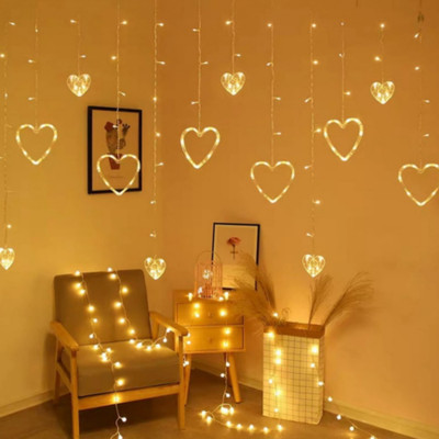 PCS Dukan 138 LEDs 3.94 m Yellow Steady Heart Rice Lights(Pack of 1)