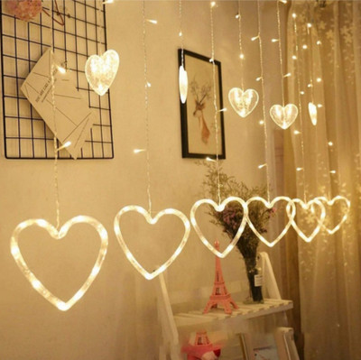 PCS Dukan 138 LEDs 3.25 m Yellow Steady Heart Rice Lights(Pack of 1)