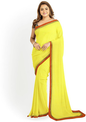 Sareez House Solid/Plain Bollywood Georgette Saree(Yellow)