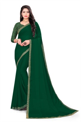 fashion Day Embroidered Bollywood Georgette Saree(Dark Green)