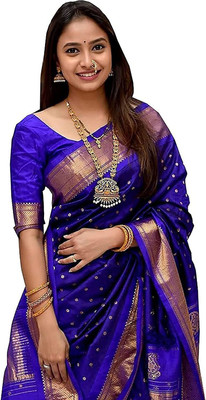 Shree Enterprise Self Design Banarasi Art Silk Saree(Blue)