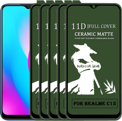 MaxR Edge To Edge Tempered Glass for REALME C15(Pack of 5)