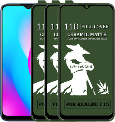 MaxR Edge To Edge Tempered Glass for REALME C15(Pack of 3)