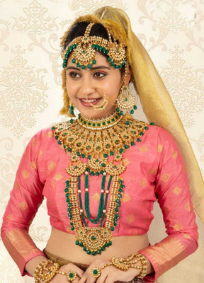 Candy Jewellers Copper Gold-plated Green, Gold Jewellery Set(Pack of 1)