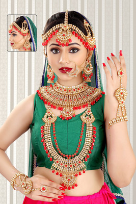 Candy Jewellers Copper Gold-plated Red, White Jewellery Set(Pack of 1)