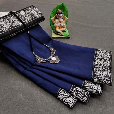 Vrinda textiles Floral Print Bollywood Cotton Blend Saree(Dark Blue)