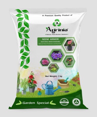 AGRINIA Neem Armor - Natural Neem Manure protects and provides nourishment for home, indoor-outdoor garden plants (1 kg) Manure, Fertilizer(1 kg, Powder)