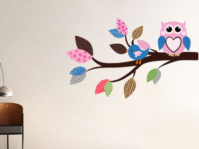 Stickerberry 65 cm Beautiful Owl On Branch Wall Sticker PVC Vinyl Standard Size- 106Cm X 65Cm Self Adhesive Sticker(Pack of 1)