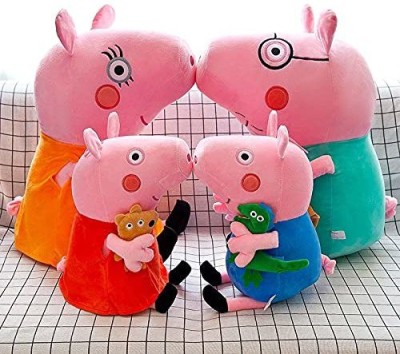 Wrodss George & Peppa Famliy Soft Toys for Kid's Long Soft Lovable hugable Cute Giant Life Size Teddy Bear (Pig Set, 4pcs Pig Set)  - 50 cm(Multicolor)