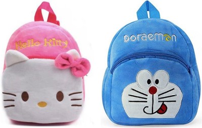 Afya Soft Toy Bag Hello Kitty & Doraemon Plush Bag For Cute Kids 2-5 Years Plush Bag (Multicolor,4L) 4 L Backpack(Multicolor)