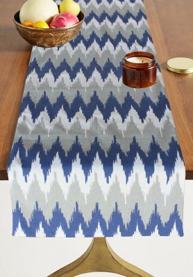 Dekor World Blue, Grey 120 cm Table Runner(Cotton)