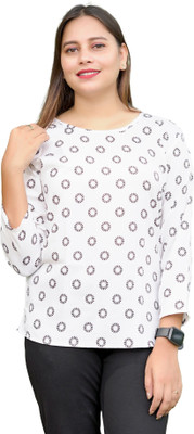 RANGAA NAWAAB Casual Printed Women White, Black Top