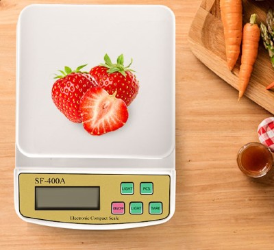 Qozent Electronic Digital 1Gram-10 Kg Weight Scale Lcd Kitchen Weight Scale Machine Measure for measuring fruits,shop,Food,Vegetable,vajan,offer,kata,weight machine Weighing Scale(White)