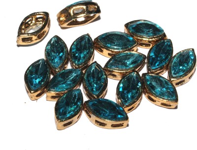 Mahabal Creations Crystal Clear Kundan Stones Eye Shape for Jewellery Making - Size 10mm (Pack of 25) Kundan Beads Aqua Color