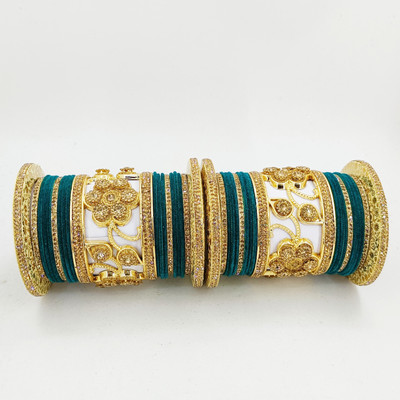 Royal Bangles Metal Zircon Bangle Set(Pack of 38)
