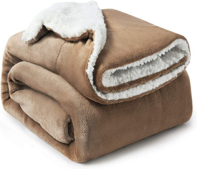 Flipkart SmartBuy Solid Single Sherpa Blanket for  Heavy Winter(Polyester, Brown)