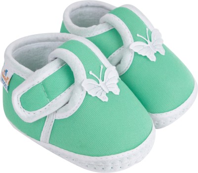 Neska Moda 12 To 18 Months Non Slip Cotton Butterfly Velcro Baby Booties(Toe to Heel Length - 14 cm, Mint)