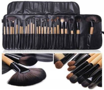 ADS HUDA Beauty 24-Professional Makeup Brushes Kit Wooden Handle with Leather Pouch(Pack of 24)