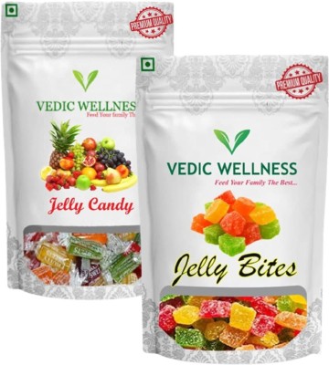 Vedik Wellness Jelly Bites | Sugar Coated Jelly& jelly Candy (Mix Flavored Candy) (200 Gram each) Mix Flavored Jelly Candy(2 x 200 g)