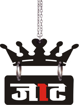 Chanda Creations 3D Acrylic Car Hanging JAAT with Crown Both Side (r) Car Hanging Ornament(Pack of 1)