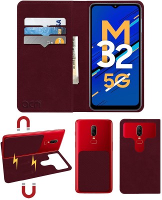 ACM Flip Cover for Samsung M32(Maroon, Cases with Holder, Pack of: 1)