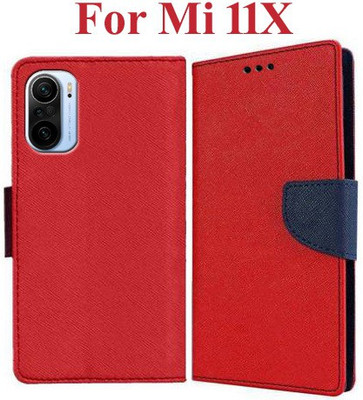 Mehsoos Flip Cover for Mi 11X, Mi 11X Pro 5G(Red, Dual Protection, Pack of: 1)