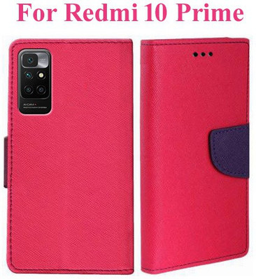 Wristlet Flip Cover for Redmi 10 Prime, Redmi 10 Prime 2022(Pink, Cases with Holder, Pack of: 1)