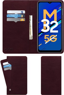 ACM Flip Cover for Samsung M32(Maroon, Cases with Holder, Pack of: 1)