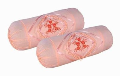 Sahor Decor Cotton Bolsters Cover(Pack of 2, 41 cm*81 cm, Peach)