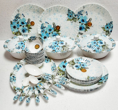 Radhe Crockery Pack of 40 Melamin BY OROMAX Dinner Set(Blue)