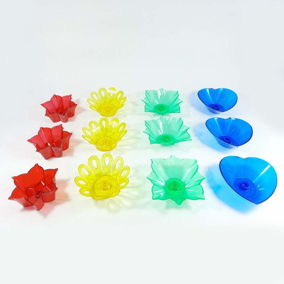 DIHOK Reflected Shadow Floating Transparent Diwali Diya K53 Plastic (Pack of 12) Table Diya Set(Height: 2 inch)