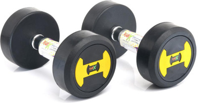 RUBX RUBBER COATED ROUND DUMBBELLS 7.5 KG (PACK OF TWO) Fixed Weight Dumbbell(15 kg)