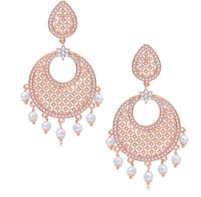 Sukkhi Sukkhi Trendy Rose Gold Plated Chandbali Earring For Women Pearl Alloy Chandbali Earring